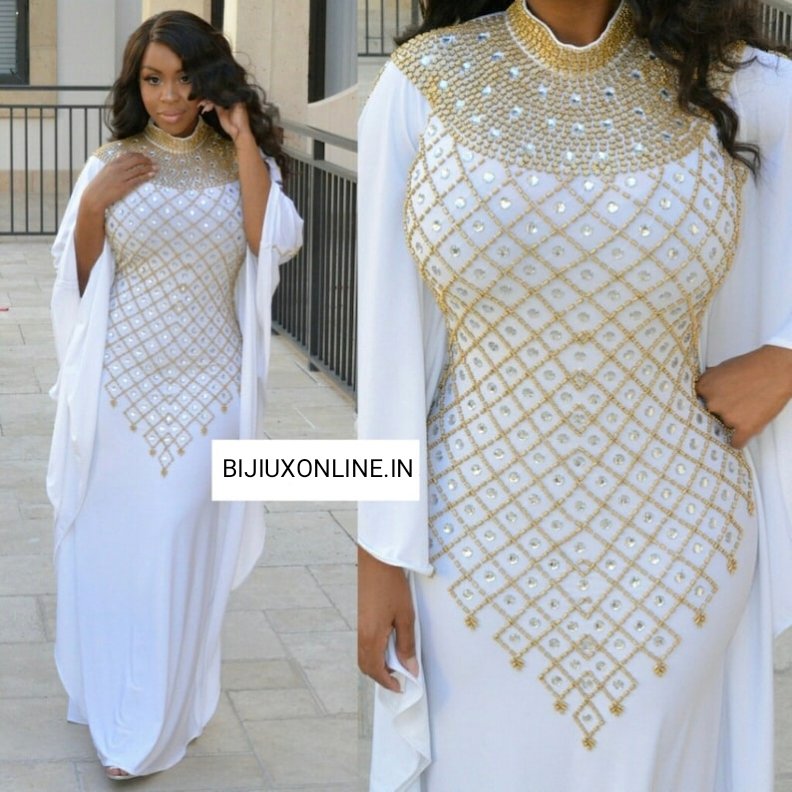 WHITE KAFTAN ABAYA AFRICAN WOMEN